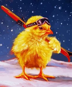 Chick With Sticks Diamond Painting