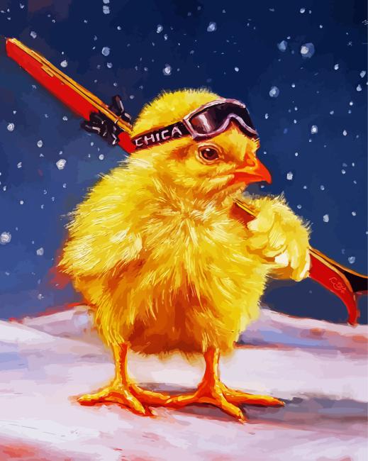 Chick With Sticks Diamond Painting