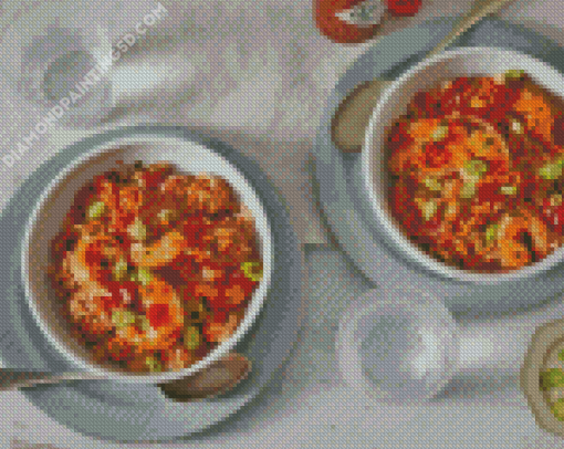 Cajun Food Plates Diamond Painting