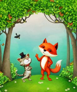 Cat And Fox Diamond Painting