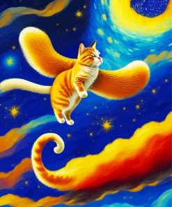 Cat Flying Through Cosmos Diamond Painting