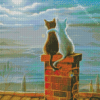 Cats Friends On The Roof Diamond Painting