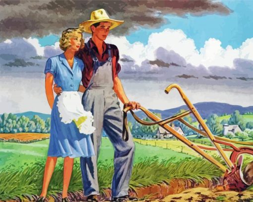 Couple In Farm Diamond Painting