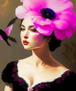 Floral Pink Lady Art Diamond Painting