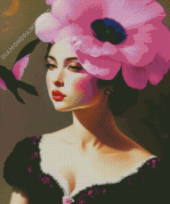 Floral Pink Lady Art Diamond Painting