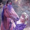 Girl With Purple Horse Diamond Painting