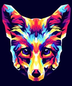 Illustration Colorful Fox Head Diamond Painting