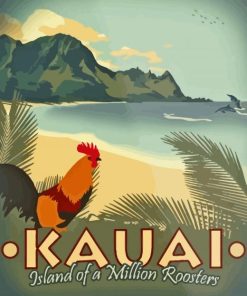 Kauai Island Roosters Poster Diamond Painting