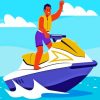 Man On Jet Ski Illustration Diamond Painting