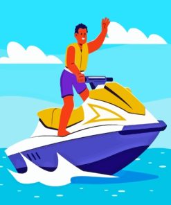 Man On Jet Ski Illustration Diamond Painting