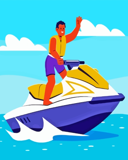 Man On Jet Ski Illustration Diamond Painting