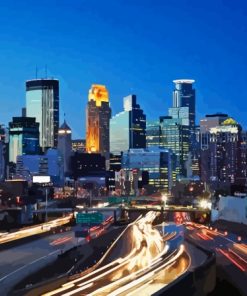 Minneapolis Skyline At Night Diamond Painting