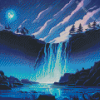 Night Moonlight Waterfall Diamond Painting