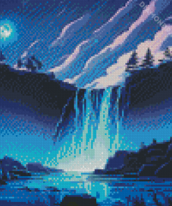 Night Moonlight Waterfall Diamond Painting