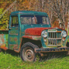 Old Willys Jeep Pickup Truck Diamond Painting