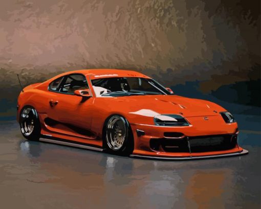 Orange Toyota Supra MK4 Diamond Painting