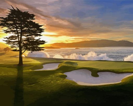 Pebble Golf Beach Diamond Painting