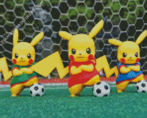 Pokemon Pikachu Playing Football Diamond Painting