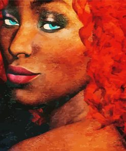 Red Afro Girl Diamond Painting