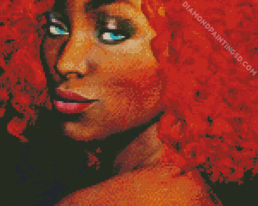 Red Afro Girl Diamond Painting