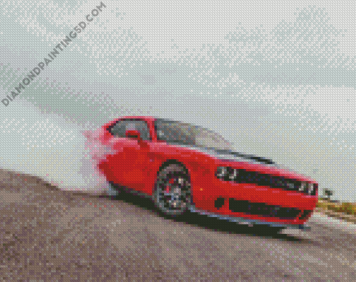 Red Hellcat Srt Drifting Diamond Painting