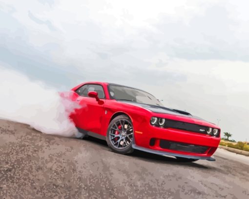 Red Hellcat Srt Drifting Diamond Painting