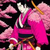 Samurai With Magenta Kimono Diamond Painting