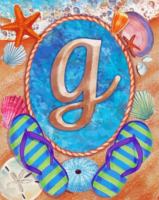 Summer Monogram Letter G Diamond Painting