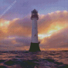 Sunset Over Arbroath Lighthouse Diamond Painting