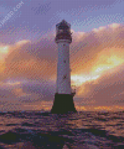 Sunset Over Arbroath Lighthouse Diamond Painting