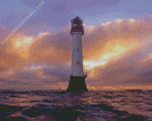 Sunset Over Arbroath Lighthouse Diamond Painting