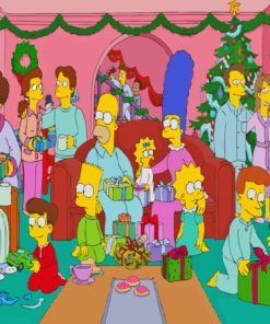 The Simpsons Christmas Gathering Diamond Painting