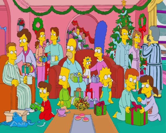 The Simpsons Christmas Gathering Diamond Painting