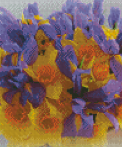 Violet Irises And Daffodils Diamond Painting