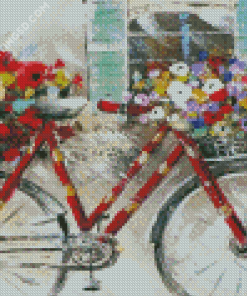 Abstract Bicycle And Flowers Diamond Painting