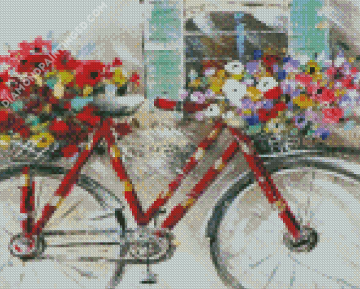 Abstract Bicycle And Flowers Diamond Painting