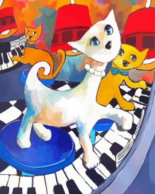 Abstract Cats And Piano Diamond Painting