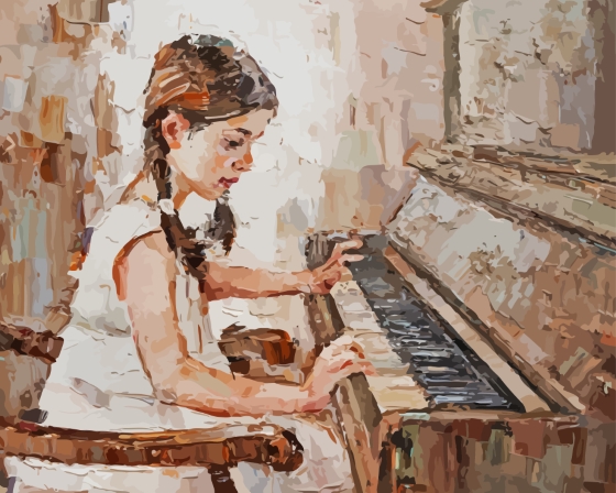 Abstract Girl At The Piano Diamond Painting