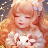 Adorable Girl And Bunny Diamond Painting