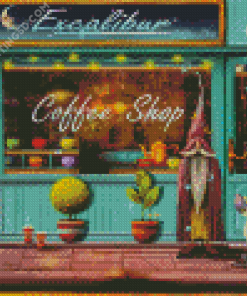 Aesthetic Cafe Store Front Diamond Painting