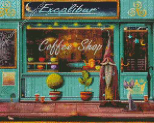 Aesthetic Cafe Store Front Diamond Painting