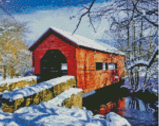 Aesthetic Carroll Covered Bridge Diamond Painting