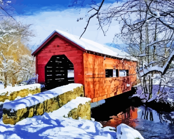 Aesthetic Carroll Covered Bridge Diamond Painting