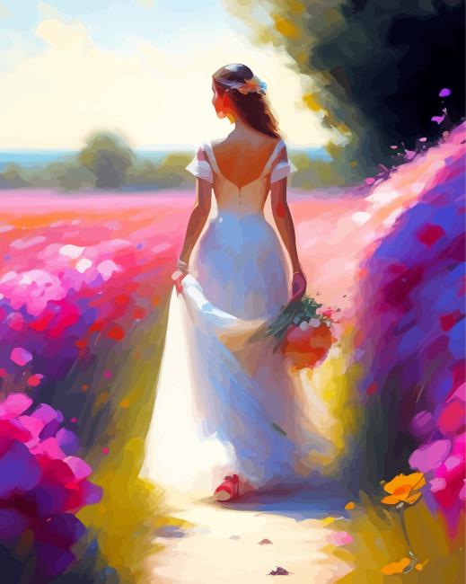 Aesthetic Bride In White Dress Diamond Painting