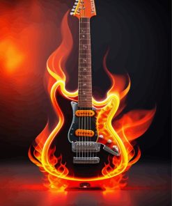 Aesthetic Fire Guitar Diamond Painting