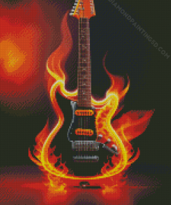 Aesthetic Fire Guitar Diamond Painting