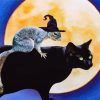 Black Cat And Squirrel Diamond Painting