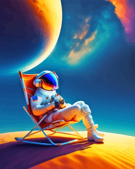 Cool Astronaut Chilling Diamond Painting