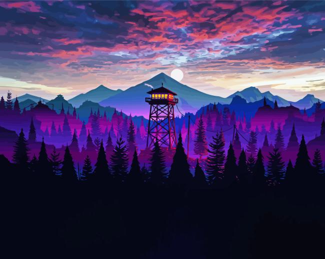 Forest Purple Landscape Diamond Painting