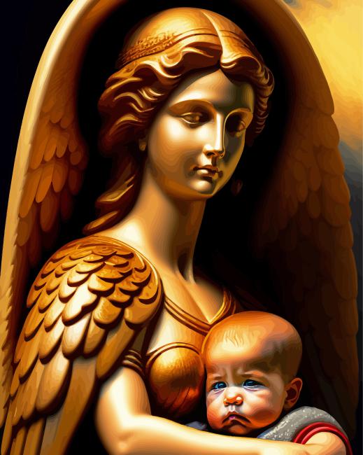 Golden Guardian Angel Diamond Painting